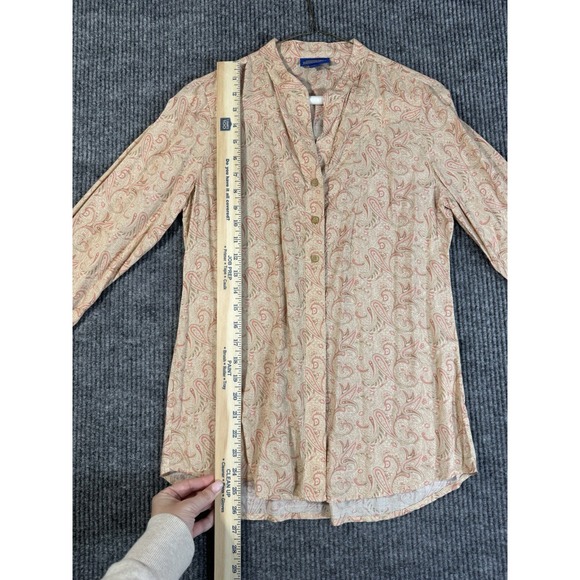 Pendleton Women's Paisley 100% Rayon Button-Up Blouse Beige Pink Long Sleeve XS - Picture 7 of 8